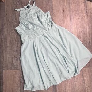 Torrid Mint Ice Halter Lace Flowy Dress size 12